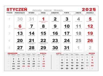 Kalendaria 2025r do kalendarzy jednodzielnych 500kpl