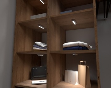 Лампа на батарейках с PIR датчиком, серебристая, продолговатая, холодный белый