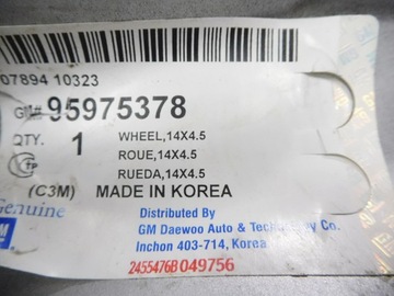 DISK 4,5JX14 CHEVROLET SPARK M300 OE 95975378