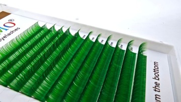 Ресницы цветные 8-13мм D, 12 полосок, ЗЕЛЕНЫЕ