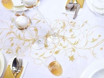 Элегантная декоративная дорожка GOLD с блестками для стола из органзы