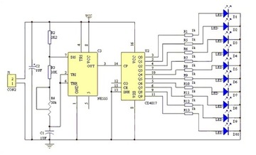 Светодиодная система SMD NE555+CD4017 «Проточная вода» DIY KIT