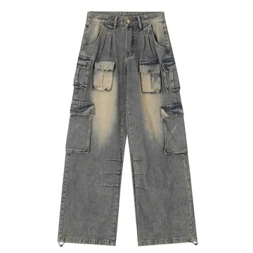 QWEEK Y2k Vintage Baggy Jeans Women Grunge Washed