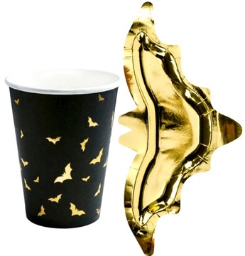 ZESTAW TALERZYKI KUBECZKI NIETOPERZ HALLOWEEN