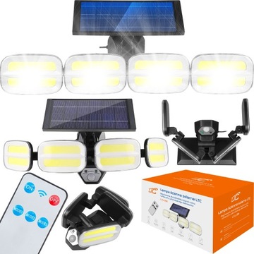 MEGA MOCNA LAMPA SOLARNA REGULOWANA HALOGEN LED CZUJNIK RUCHU ZMIERZCHU 40W