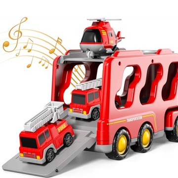 STRAŻ WÓZ STRAŻACKI POŻARNA NAPĘD SAMOCHÓD ZABAWK Z ŚWIATŁO MUZYKA DUŻY 7W1