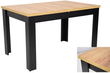Stół C-2 CZARNY blat DĄB 80x120/160 Rozkładany