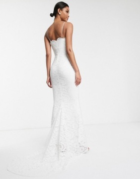 Koronkowa biała suknia ślubna na ramiączkach 44