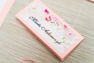 WINIETKI WESELNE, WIZYTÓWKI ŚLUBNE KWIATOWE 10 szt