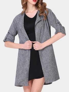 ЖЕНСКИЙ ДЛИННЫЙ ПИДЖАК, КЛАССИЧЕСКИЙ СЕРЫЙ КАРДИГАН