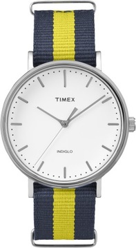 Zegarek męski srebrny na pasku Timex Indiglo