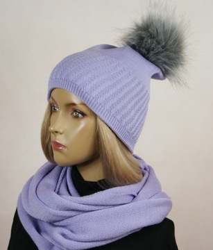 KOMPLET CZAPKA + KOMIN pompon # 40