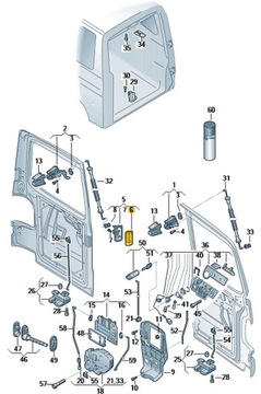 KLIKA DVEŘE KŘÍDLOVÝCH VW T5 T6 ORIGINÁLNÍ