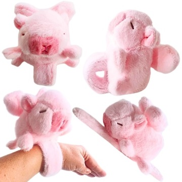 KAPIBARA ZE SKRZYDEŁKAMI NA RĘKĘ Maskotka Pluszak BRANSOLETKA Róż