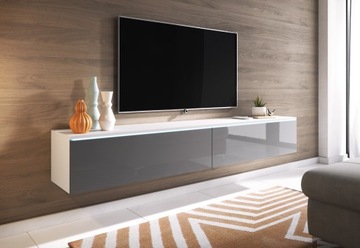 Szafka RTV Lowboard D 180cm BIAŁY / SZARY POŁYSK