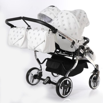 Коляска для двойни JUNAMA GLOW DUO 4в1 серебристый 03
