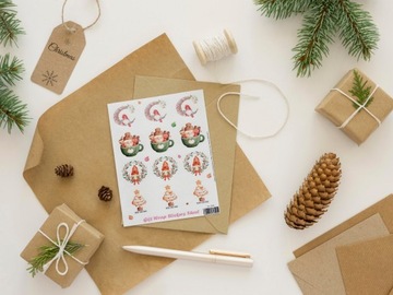 Лист самоклеящихся подарочных наклеек 16 шт.