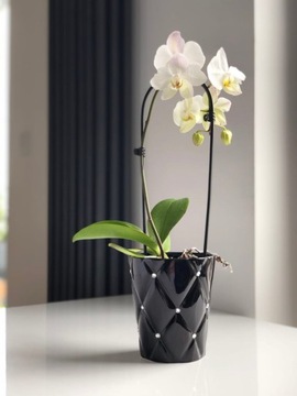 КРЫШКА НА ГОРШОК ДЛЯ ОРХИДЕИ 14см ЧЕРНЫЙ ГЛАМУР