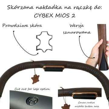 Nakładka skórzana na rączkę do wózka Cybex Mios 2 wersja sznurowana