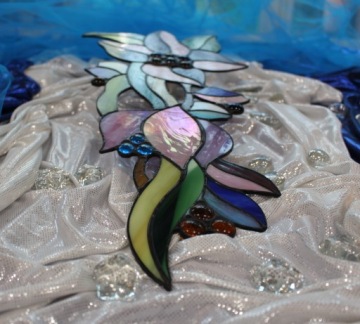 Витраж Тиффани «Райский цветок» фиолетовый