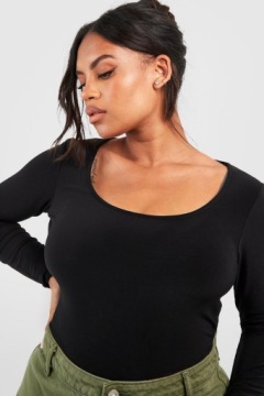 2H0A47 A02 ЧЕРНОЕ БОДИ С ДЛИННЫМИ РУКАВАМИ BOOHOO PLUS XXL