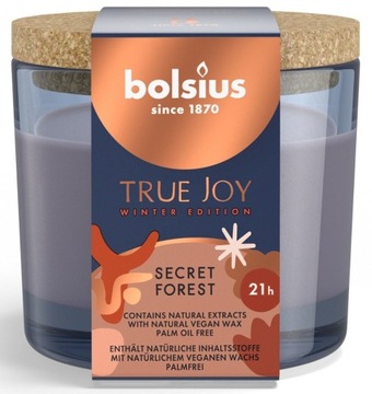 Świąteczna Świeca Zapachowa w Szkle 66/83 z wieczkiem TRUE JOY Sekretny Las