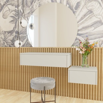 туалетный столик для косметики HANGED серый, консоль светло-серая, ЯСЕНЬ Астра, 60 см