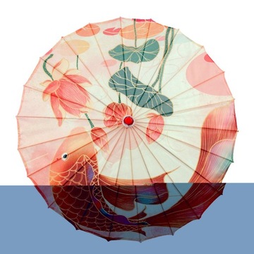 Зонт из промасленной бумаги. Ветрозащитный восточный зонт Кои, японский узор, 56 см.