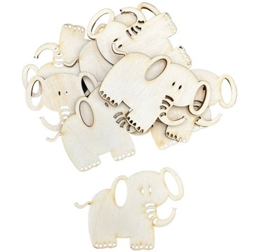 Scrapki Drewniane Słoń Słonie Słonik Dekor 8cm x 6cm Zestaw 10szt
