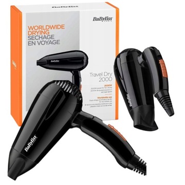 BABYLISS SUSZARKA WŁOSÓW PODRÓŻNA SKŁADANA DRY 2000W CZARNA 5344E