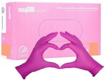 Rękawiczki rękawice nitrylowe różowe M EasyCare Zarys 100 sztuk