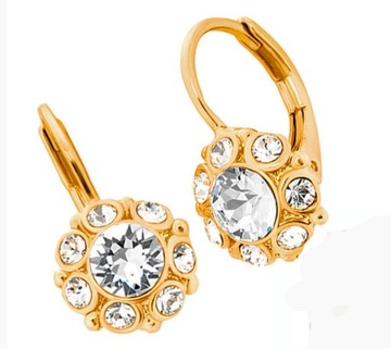 KOLCZYKI ZŁOTE Z KRYSZTAŁAMI SWAROVSKI KWIATUSZKI