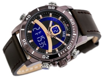 ZEGAREK MĘSKI NAVIFORCE NF9181L Brązowy pasek skórzany Podświetlenie + BOX