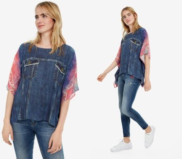 DESIGUAL LUŹNA BLUZKA IMITACJA JEANSU (M)