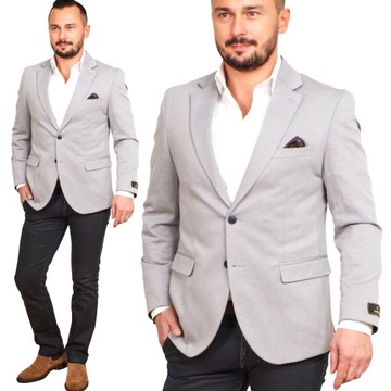 Marynarka męska elegancka casual wizytowa zapinana j. szara 410 Turecka 52