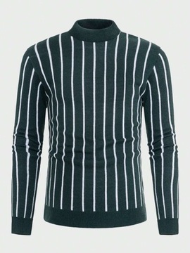 SHEIN Slim Fit Męski sweter z golfem w paski XXL
