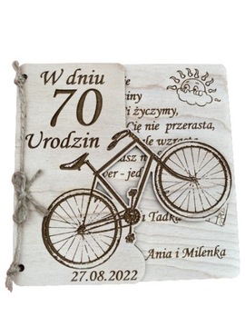 kartka na urodziny drewniana prezent, rower