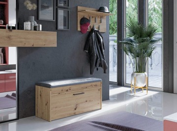 ПАРМА ШКАФ ДЛЯ ОБУВИ СИДЕНЬЕ ОТДЕЛЕНИЕ ДЛЯ ХРАНЕНИЯ ДУБ ARTISAN