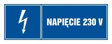 Napięcie 230 V naklejka znak BHP 3,7x10,5