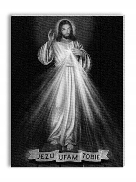 Czarno biały obraz na płótnie Jezus Miłosierny