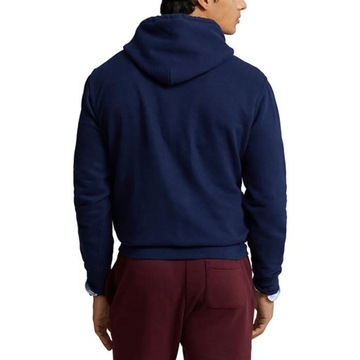 Bluza Ralph Lauren brązowe skórzane logo granatowa - XL