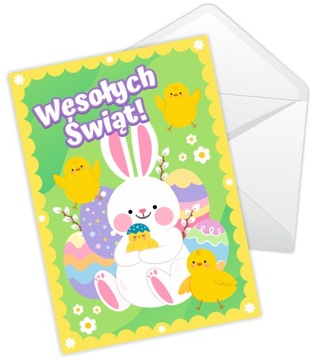 KARTKA WIELKANOCNA ŚWIĄTECZNA ZAJĄCZEK + KOPERTA