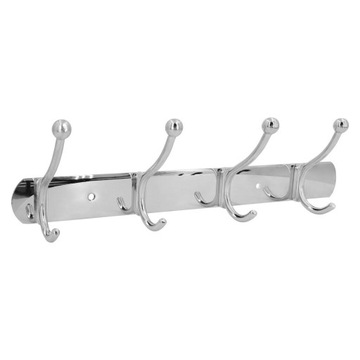 Wieszak metalowy chrom 4 haczyki przykręcany