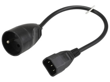 Kabel zasilający 230V 2P+Z UPS przejście C14 30cm