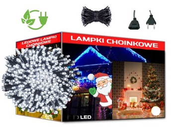 LAMPKI CHOINKOWE BIAŁE ZIMNE 100 LED Świąteczne NA CHOINKĘ ŚWIĘTA