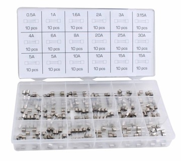 НАБОР СТЕКЛЯННЫХ ПРЕДОХРАНИТЕЛЕЙ ПРЕДОХРАНИТЕЛИ 120 ШТ. 5 - 30А