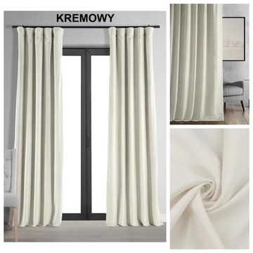 ZASŁONA WELUROWA KREMOWA NA TAŚMIE 140X250 VELVET WELUR TUNEL ŻABKI