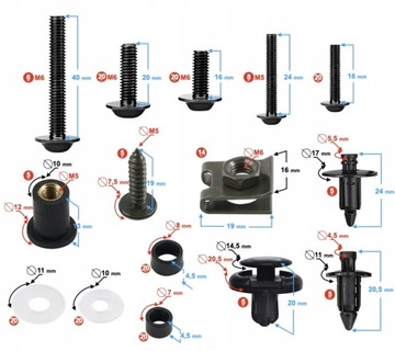 Универсальные черные алюминиевые винты обтекателя.