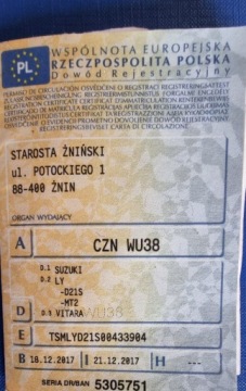 Suzuki 2017 Suzuki Vitara 122017r, SALON POLSKA. 1.6 Benzyna. Uszkodzony przod. Pali., zdjęcie 17