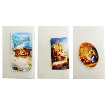 OPŁATKI WIGILIJNE : 5 SZT MAŁYCH + OBRAZEK + FOLIA